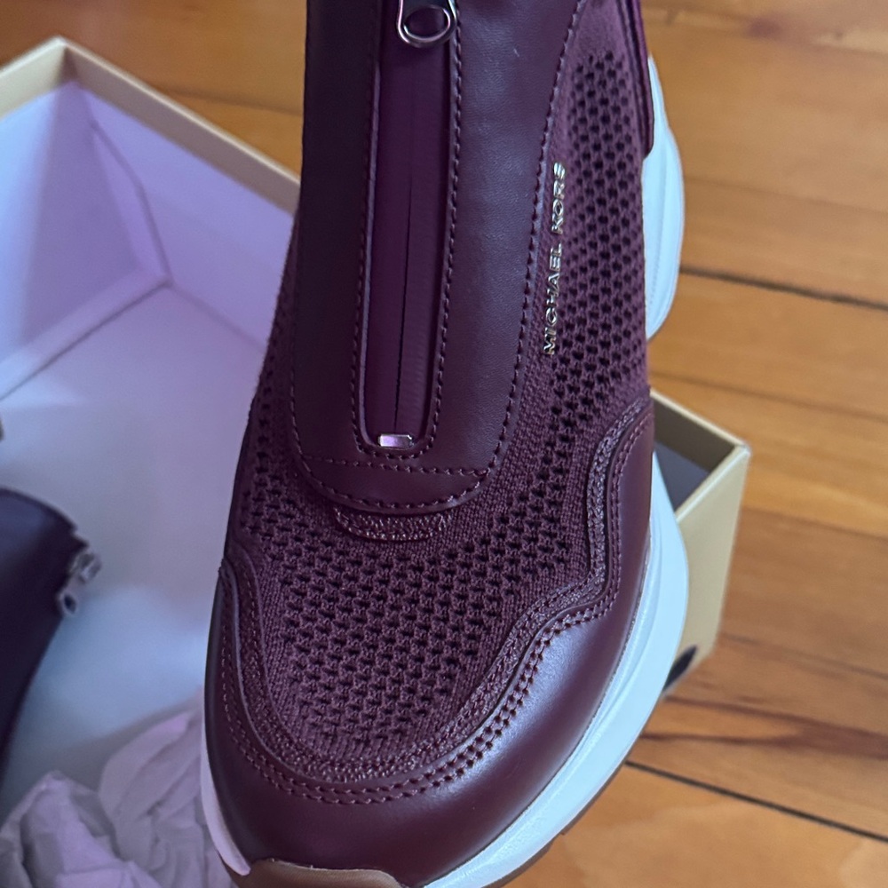Michael Kors Women's Burgundy Zip-Front Slip-On Sneakers - Picture 7 of 7